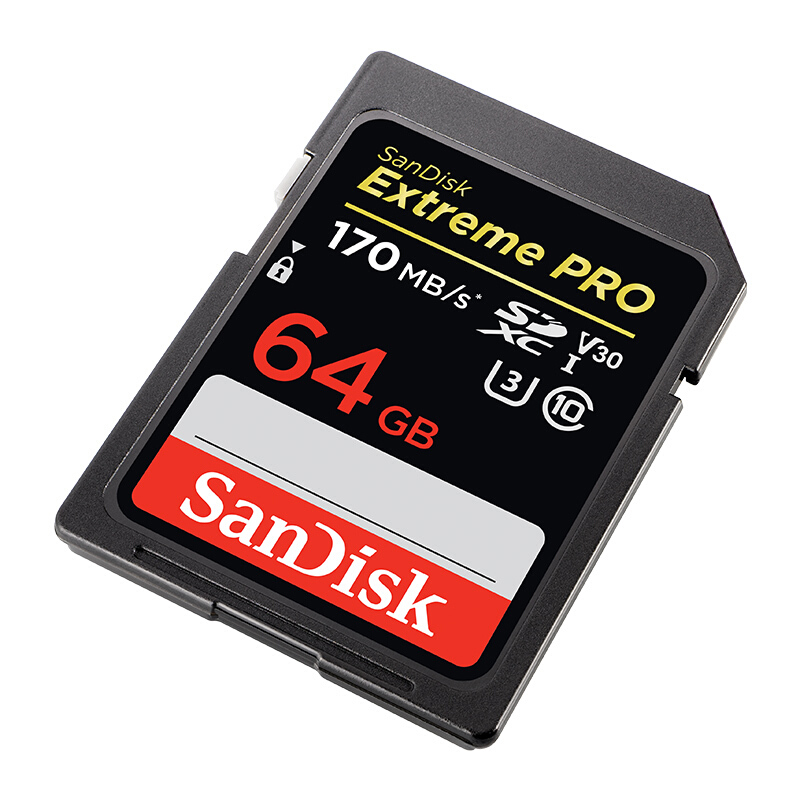 闪迪（SanDisk）64GB SD存储卡 U3 C10 V30 4K 至尊超极速版内存卡 读速170MB/s 写速90MB/s